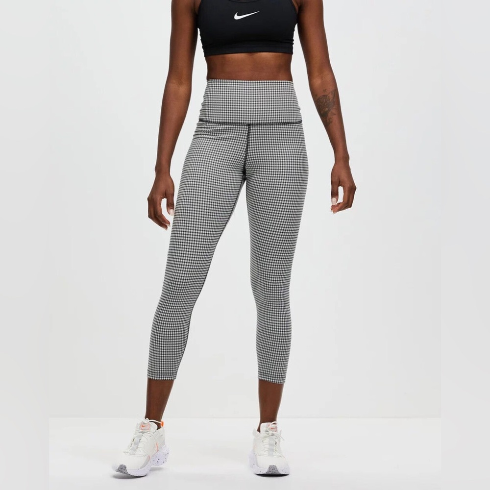 NIKE YOGA High Rise Crop Length Dri-Fit Gingham Leggings